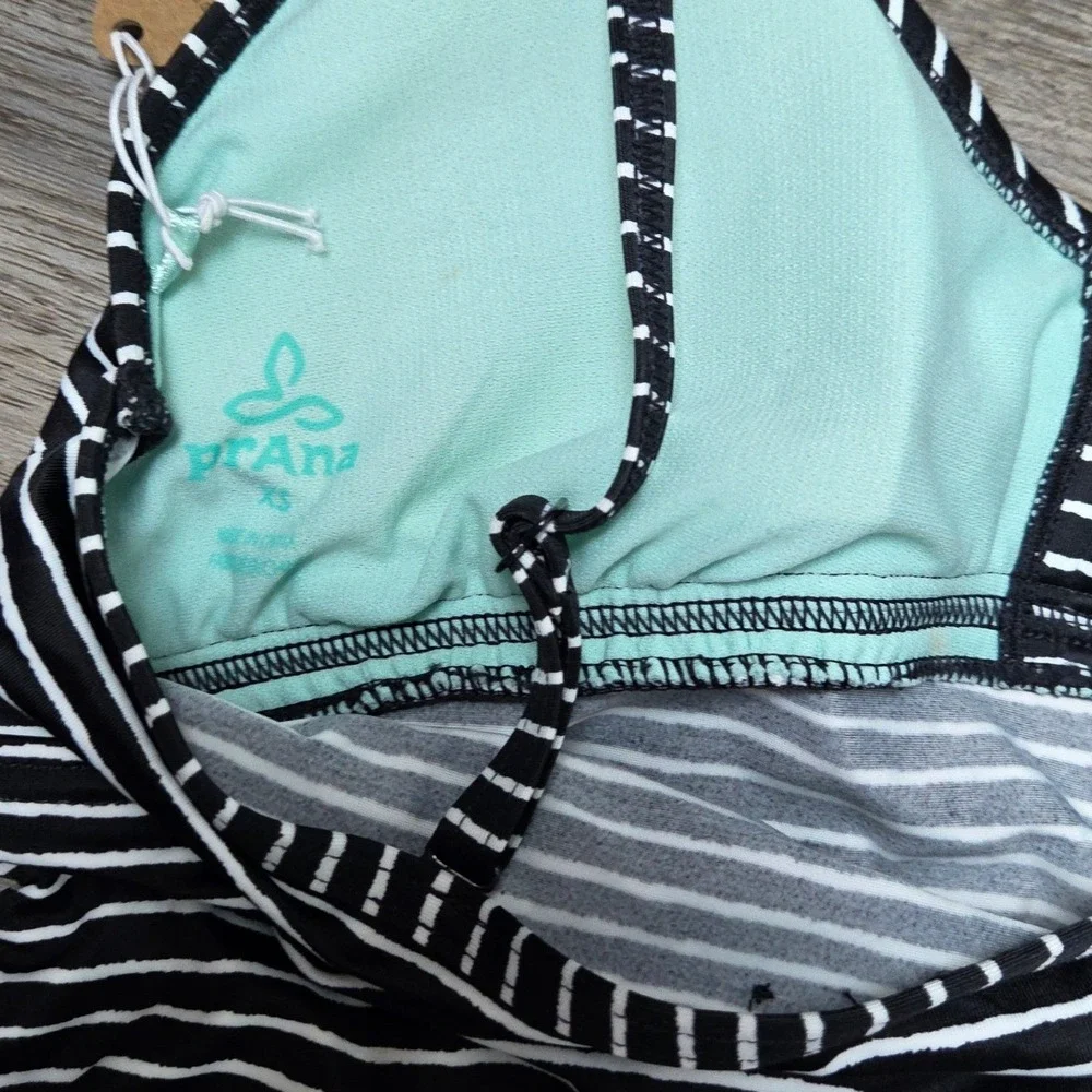 NWT Prana Tankini Swim Set Stripe 3 Piece Bikini Bottoms Ruched Drawstring XS